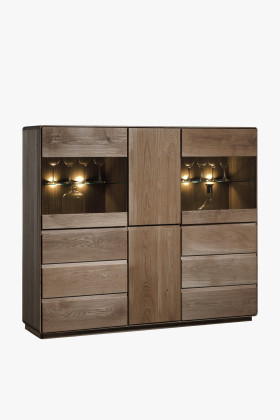 Helsinki tölgyfa étkezői kredenc tűzött színű modern tárolóval